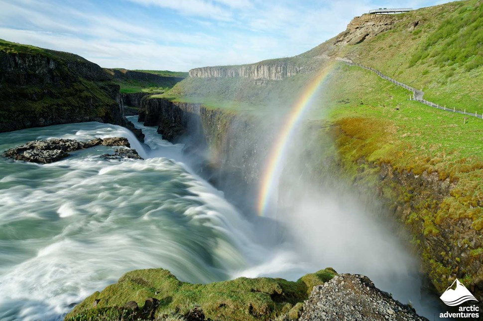 Rainbow at Gullfoss Waterfall in Iceland