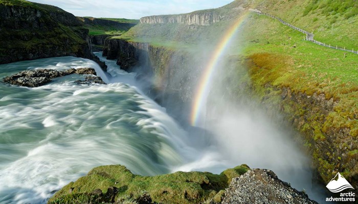 Rainbow at Gullfoss Waterfall in Iceland