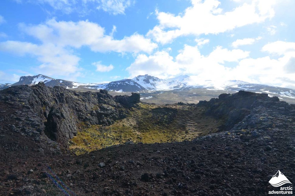 Eldborg Crater at Snaefellsnes Peninsula in Iceland