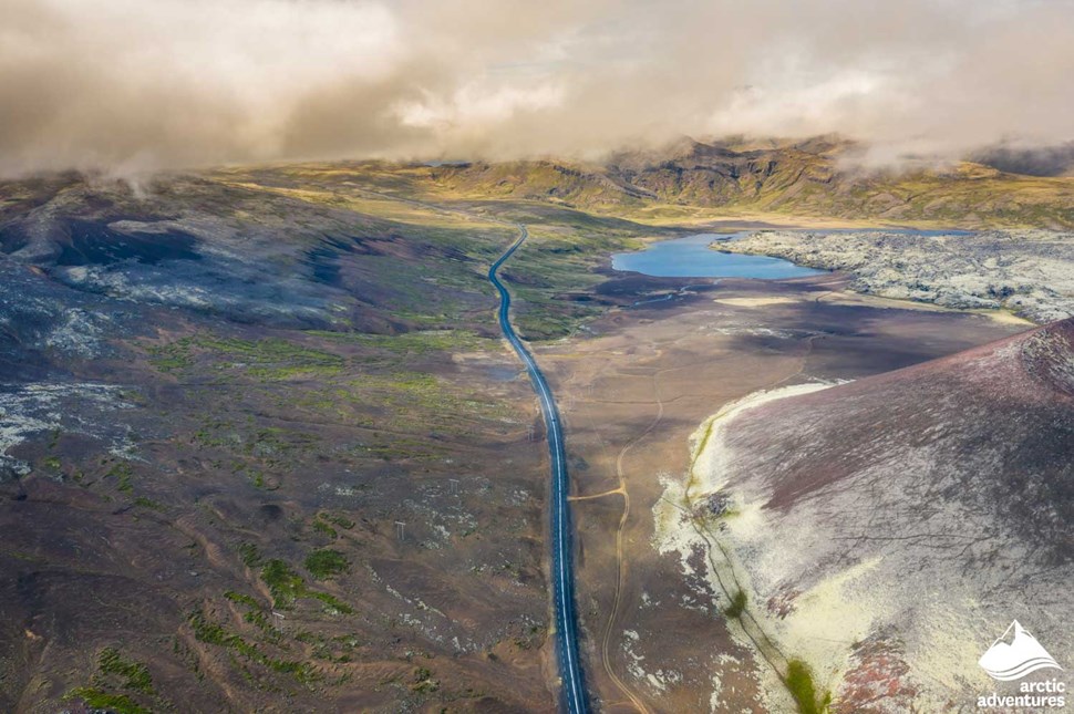 Aerial View of Volcanic Lands in Iceland