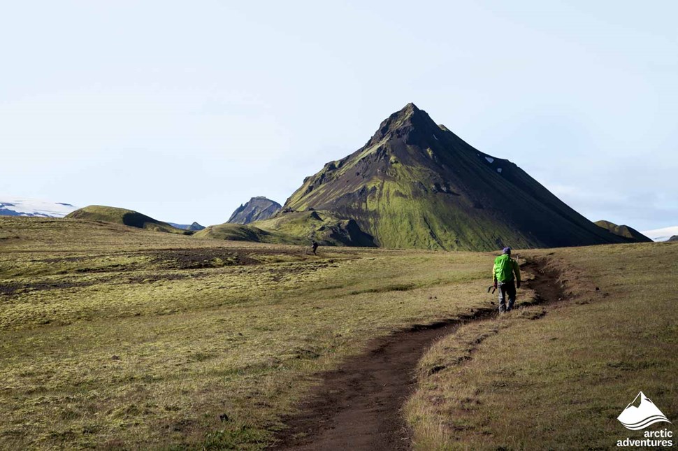 Man Hiking at Laugavegur Trail in Iceland