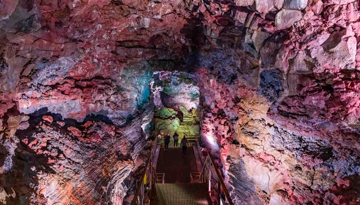 Stairs in Colorful Lava Tube