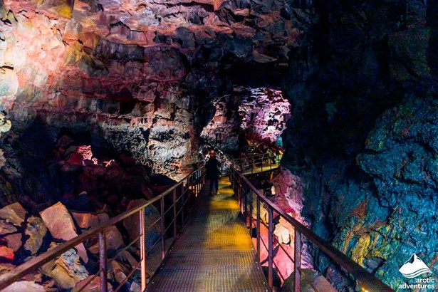 Inside of the Raufarholshellir Lava Cave in Iceland