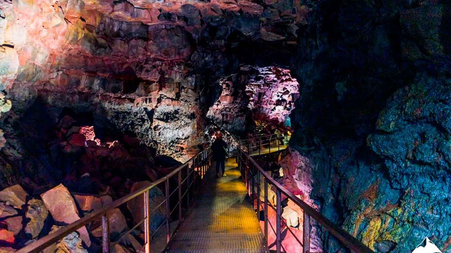 Inside of the Raufarholshellir Lava Cave