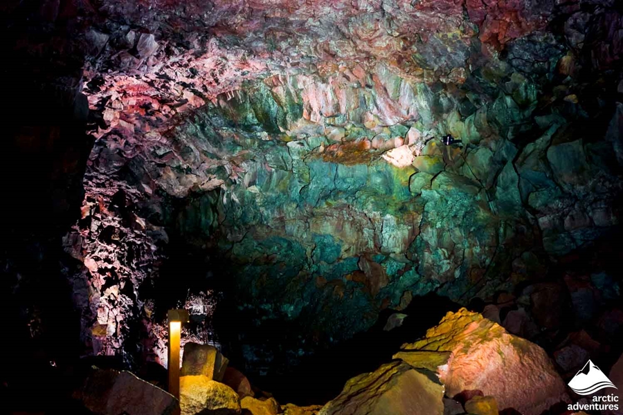 Green Lighting in Lava Cave