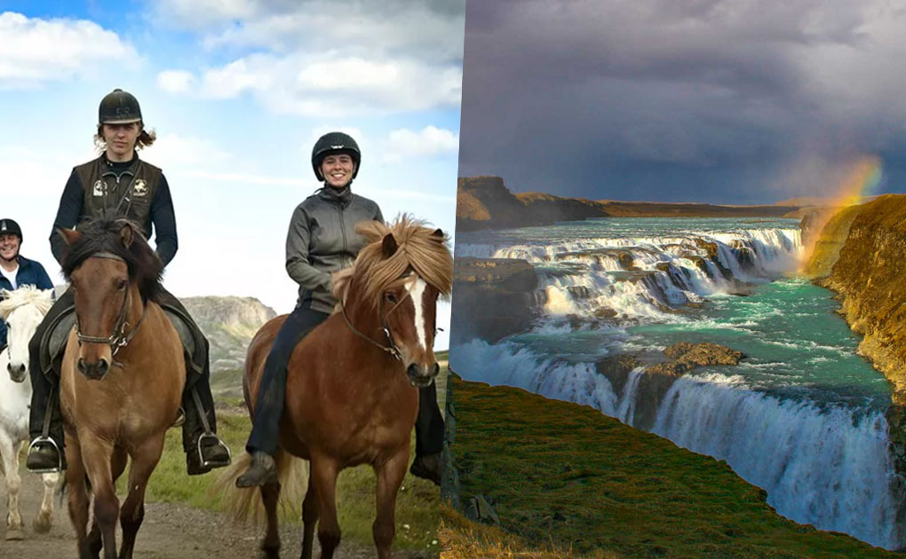 Horse Riding and Waterfall in Iceland
