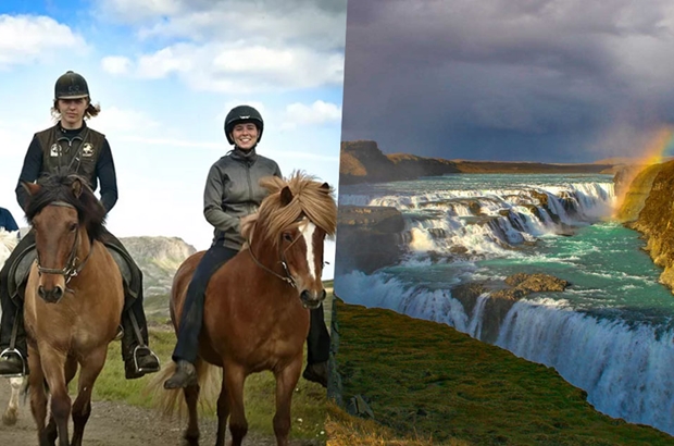 Horse Riding and Waterfall in Iceland