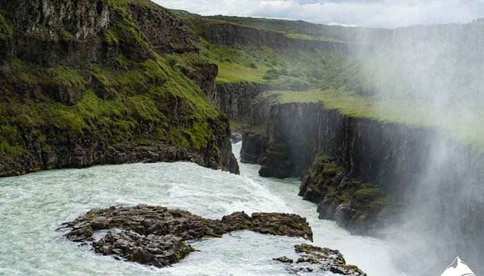 Gullfoss Waterfall and Cliffs in Iceland