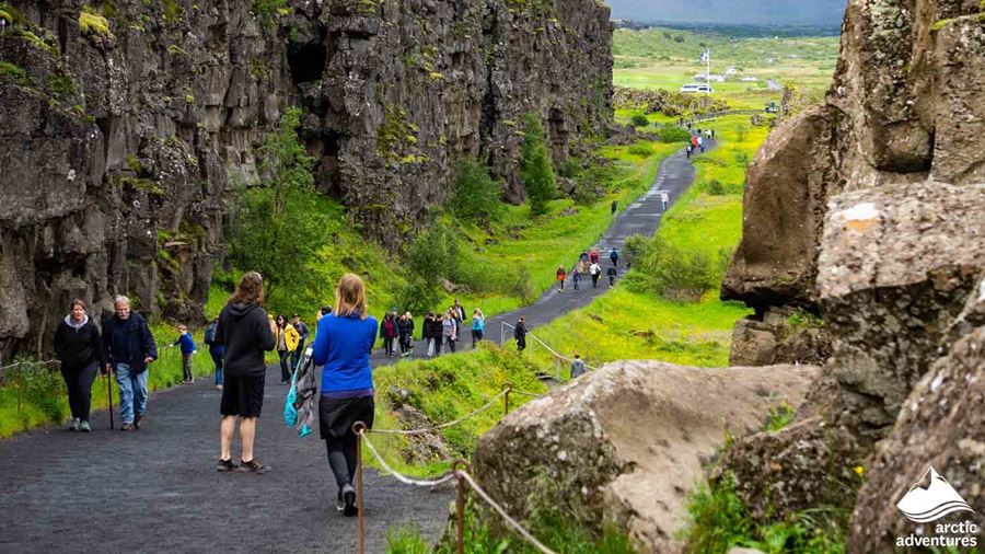 People Walking in Thingvellir National Park