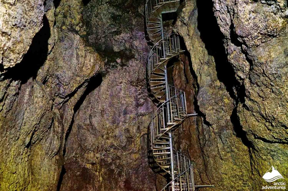 Round Staircase at Vatnshellir Cave in Iceland