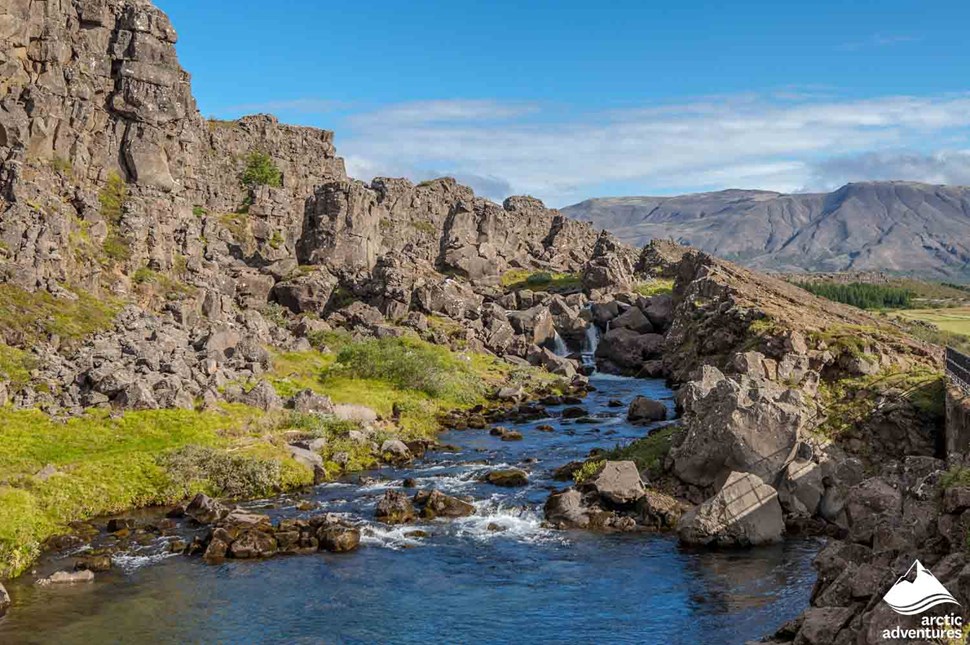 Almannagja Gorge and River in Iceland