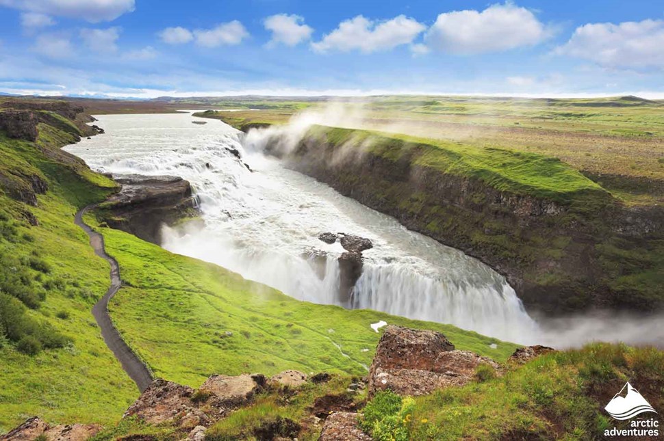 Gullfoss Waterfall in Summertime