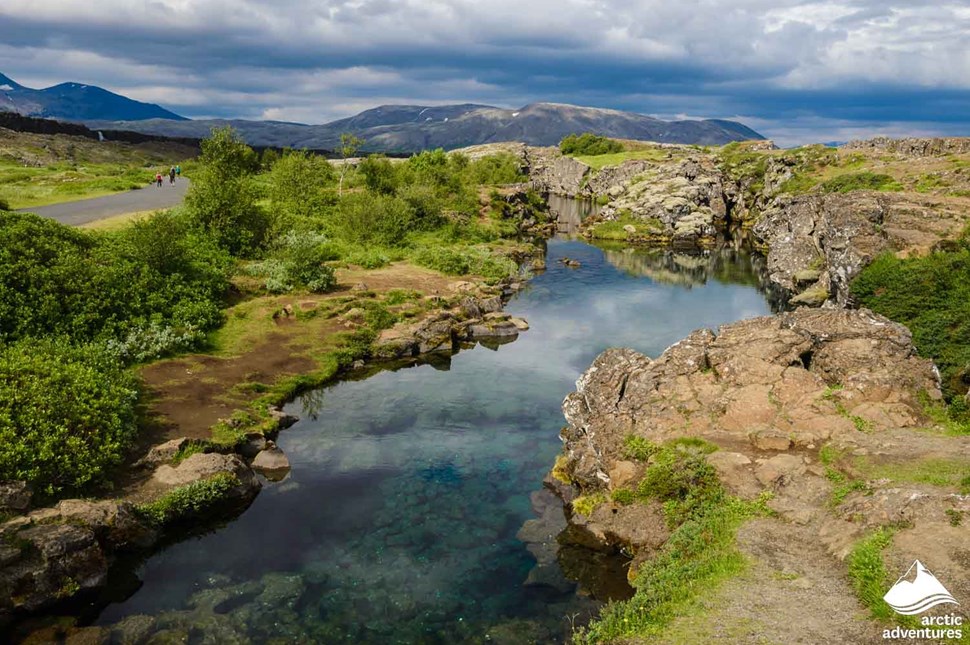 Peningagja Fissure with Water in Iceland