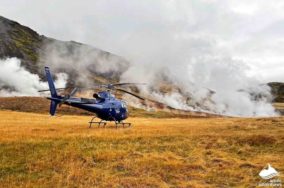 Helicopter at Geothermal Area in Iceland