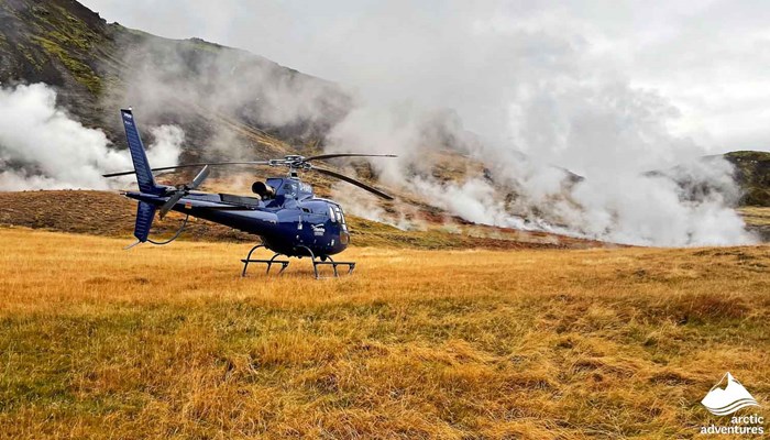 Helicopter at Geothermal Area in Iceland