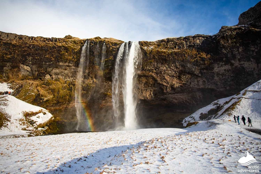 Seljalandsfoss Waterfall during Winter