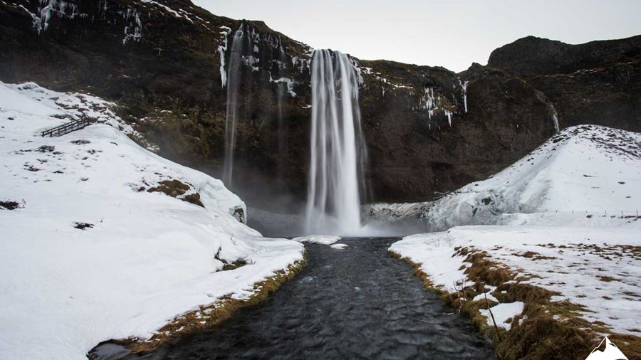Seljalandsfoss Waterfall at Winter Season