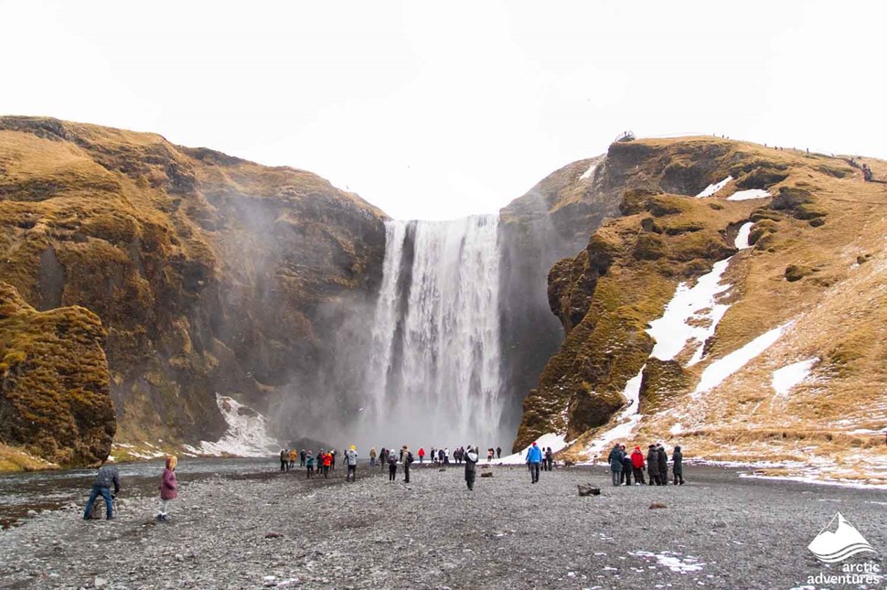 Skogafoss Waterfall during Winter in Iceland