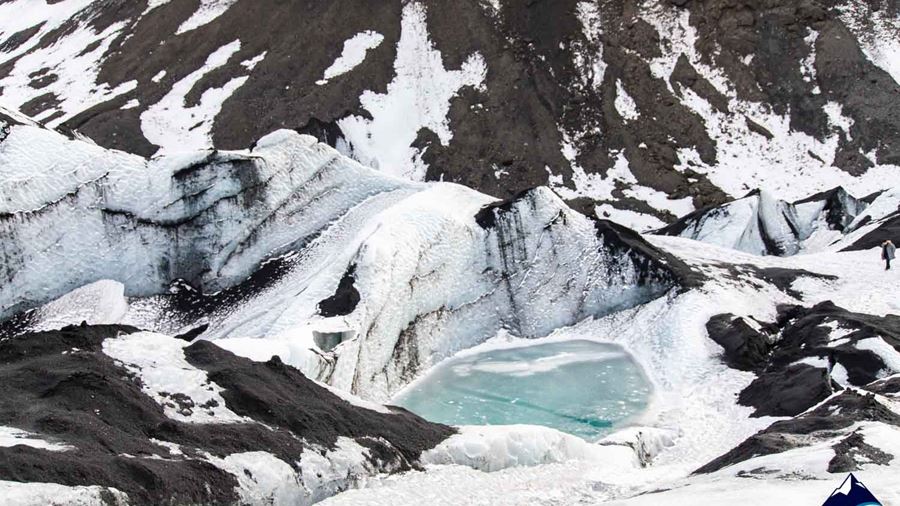 Frozen Lake at Solheimajokull Glacier