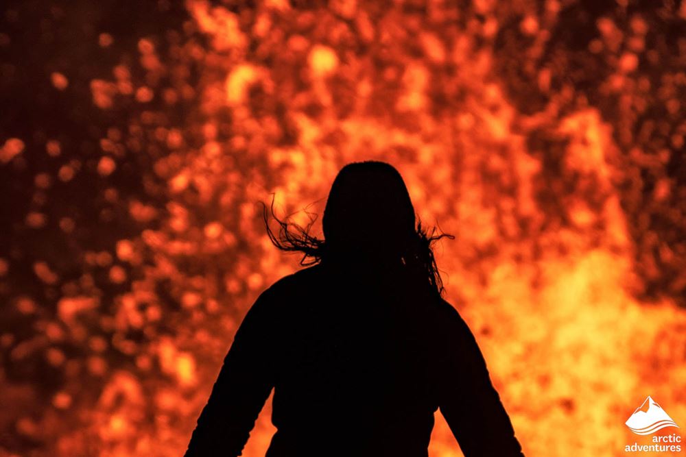 Woman by Floating Lava