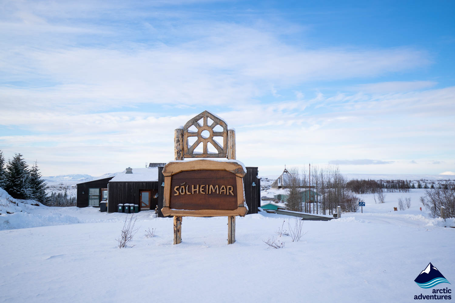 Wooden Sign of Solheimar Eco Village