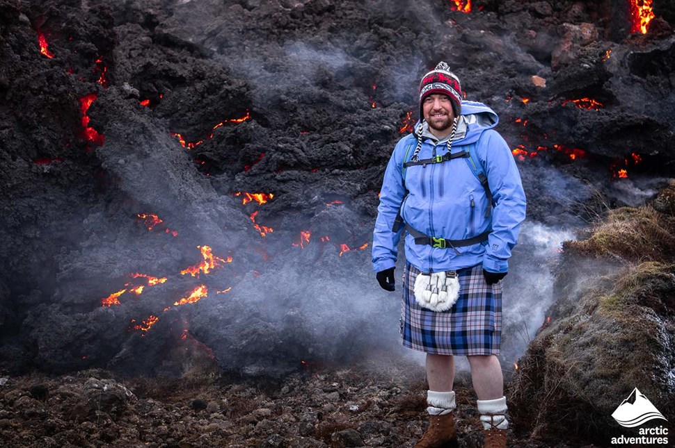Man from Scotland Standing by Lava Field