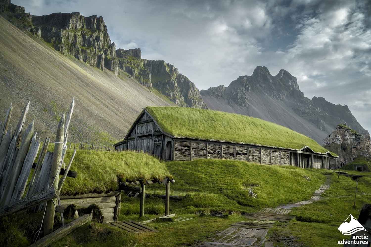 Viking Village by Vestrahorn Mountain in Stokksnes