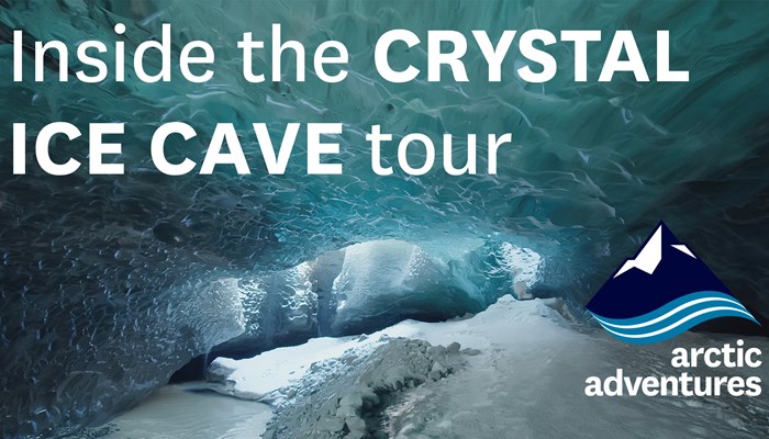 Interior view of Iceland’s Crystal Ice Cave
