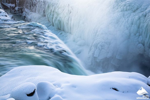 Frozen Gullfoss Waterfall in Iceland