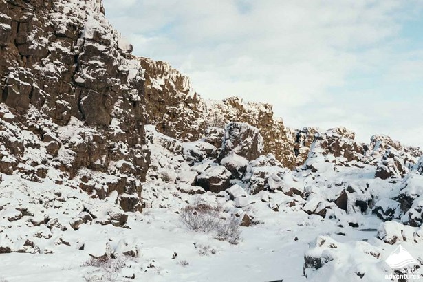 Rock Formations in Thingvellir National Park during Winter