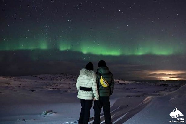 Couple Enjoys Northern Lights in Iceland