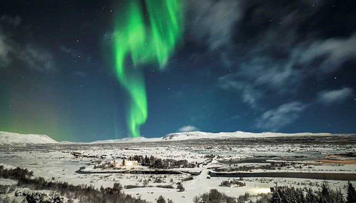 Northern Lights at Thingvellir National Park in Iceland