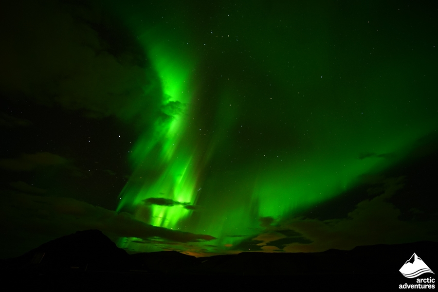 Green Northern Lights in the Sky