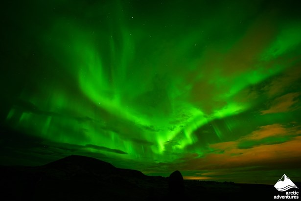 Full Sky of Northern Lights in Iceland
