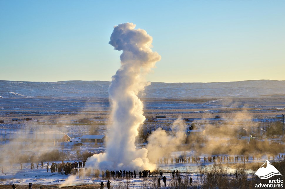 Great Geysir Geyser Eruption in Iceland