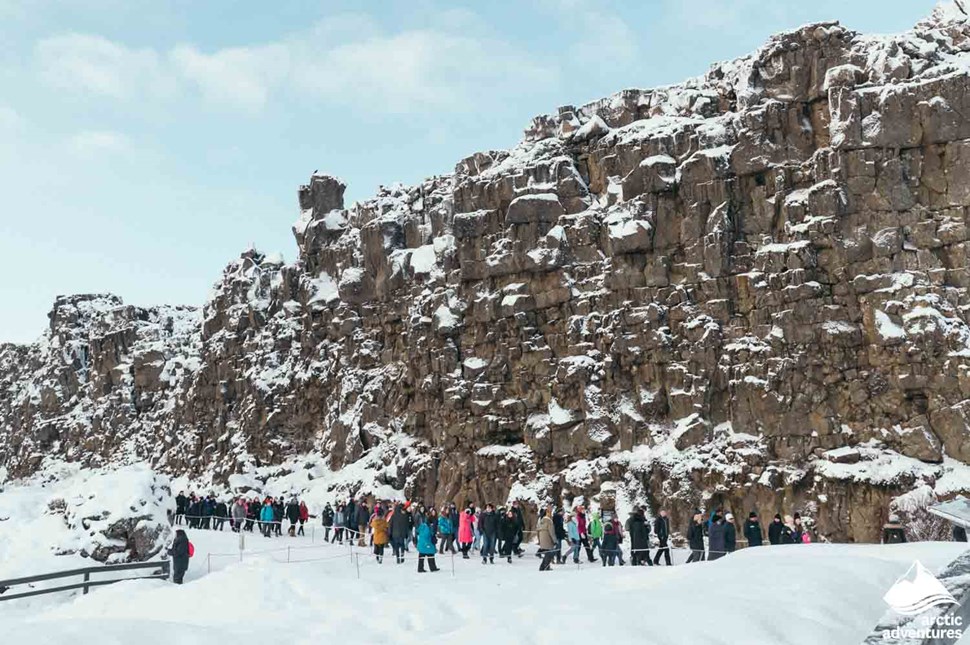 Rock Wall at Thingvellir National Park in Iceland