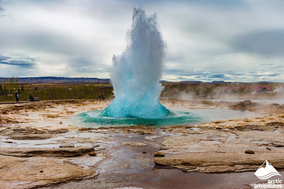 Bright Blue Great Geysir in Iceland