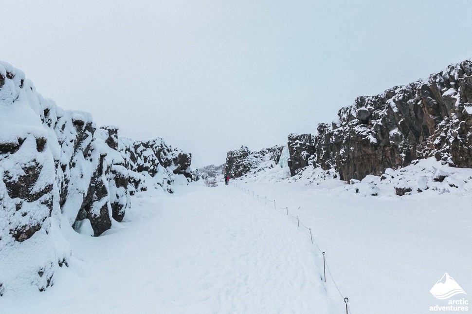 Walking Park at Thingvellir National Park on Winter