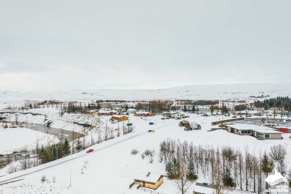 Fludir Town on Winter in Iceland