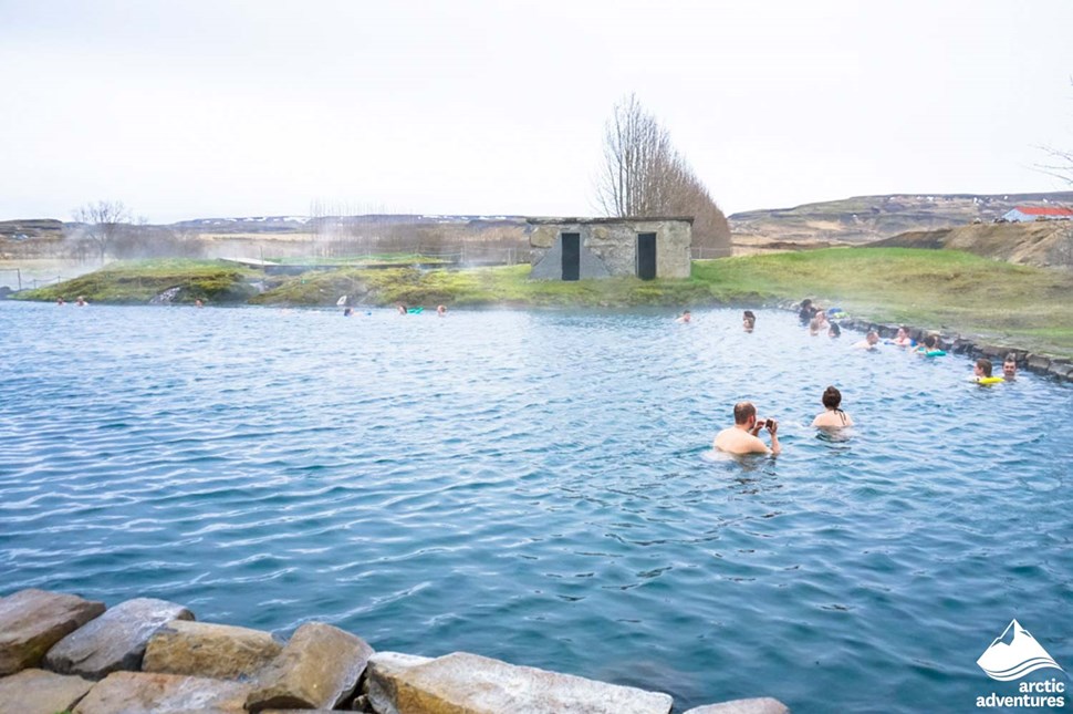 Natural Geothermal Pool Secret Lagoon in Iceland