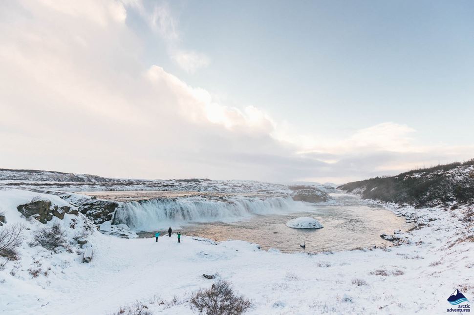 Faxi Waterfall during Winter in Iceland