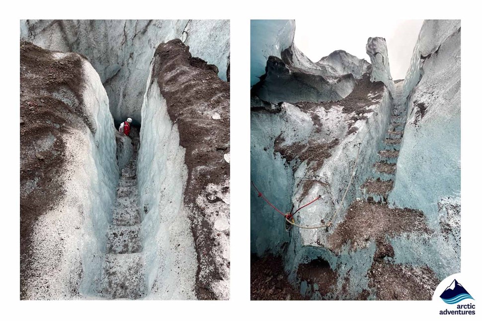 Stairs on Glacier to Ice Cave in Iceland