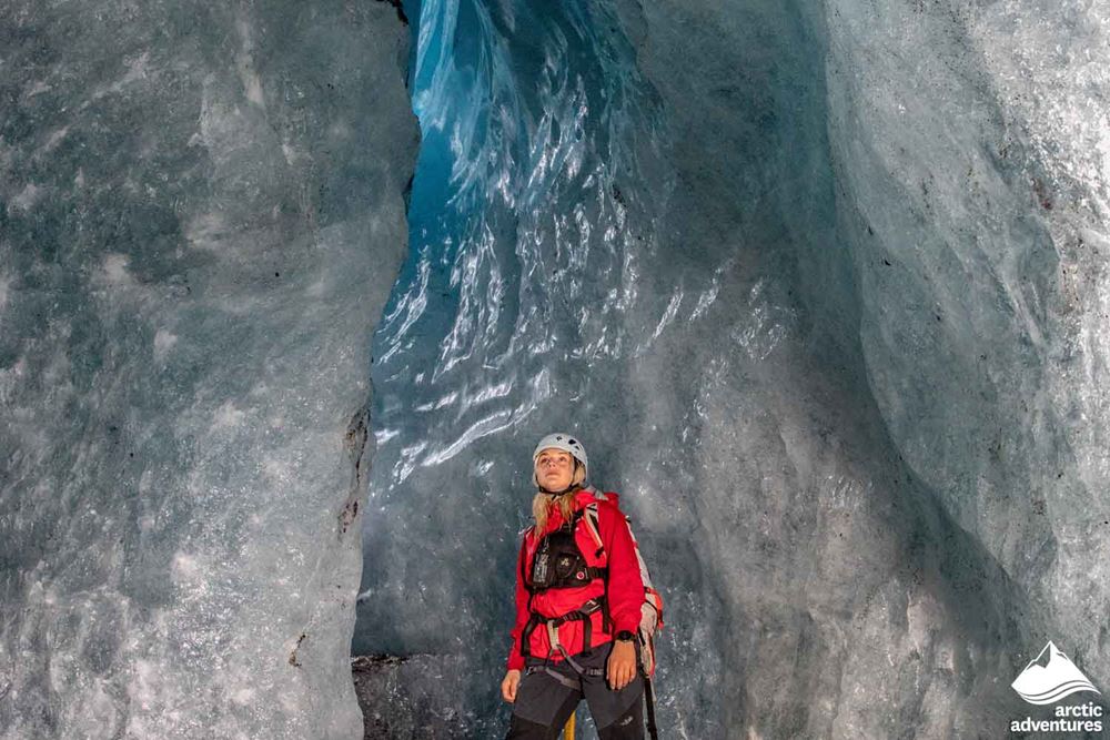 Glacier Guide in Ice Cave