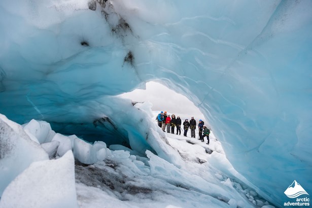 Group Exploring Vatnajokull Glacier