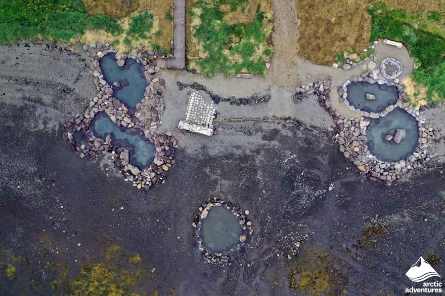 Aerial View of Hvammsvik Hot Springs