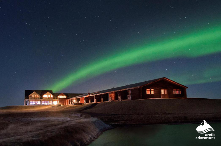 Aurora over Ranga Hotel in Iceland