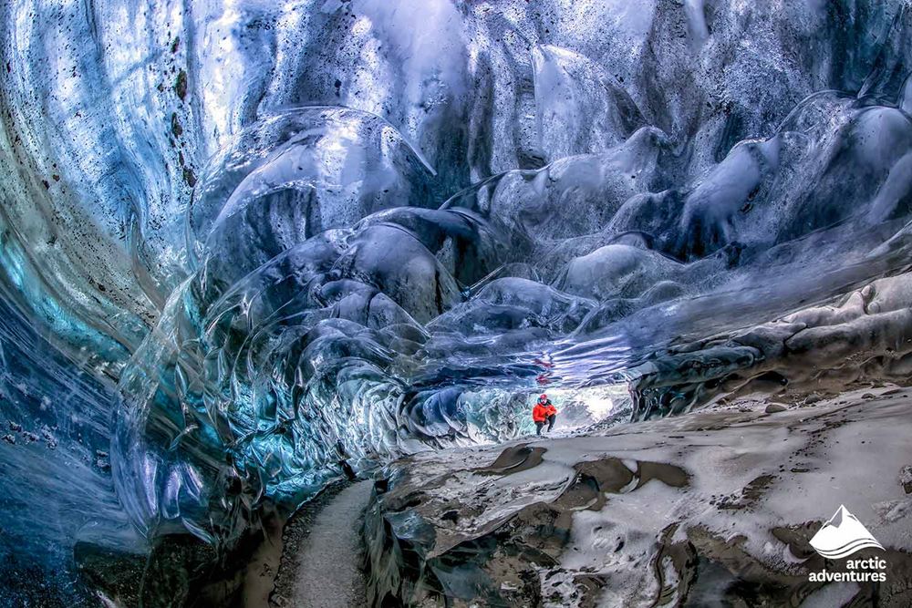 Man at Crystal Ice Cave