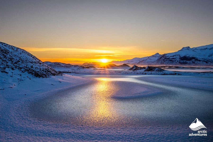 Sunset by Icelandic Mountains