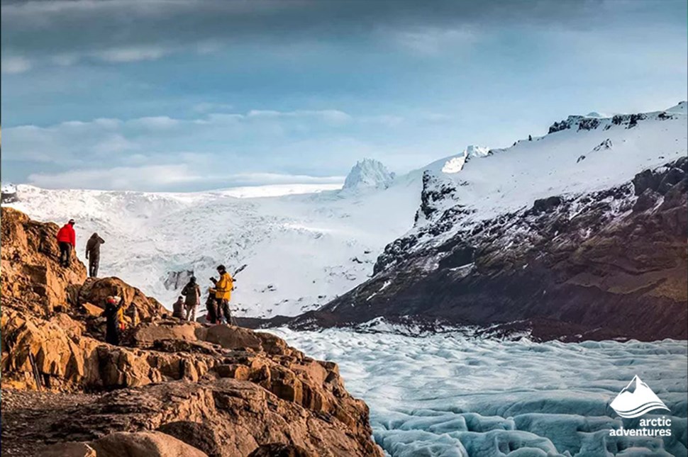 People Exploring Vatnajokull Glacier in Iceland