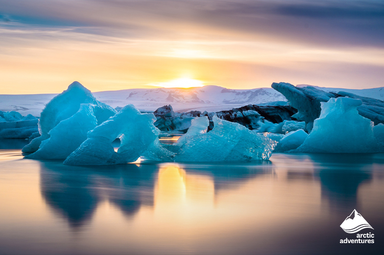 Diamond Beach at Sunset in Iceland
